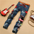 Motorcycle Jeans Embroidery Straight Men's Patchwork Streetwear Jeans